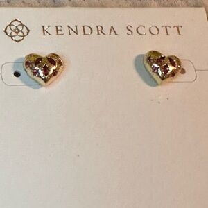 Kendra Scott Holland Heart Gold and Pink Crystal Heart Earrings NWT